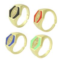 Cubic Zirconia Micro Pave Brass Finger Ring, gold color plated, micro pave cubic zirconia & enamel 13mm, US Ring 