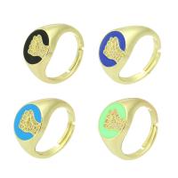 Cubic Zirconia Micro Pave Brass Finger Ring, gold color plated, micro pave cubic zirconia & enamel 13mm, US Ring 