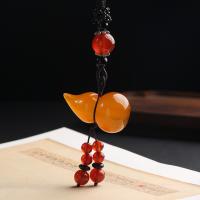 Agate Sweater Chain Necklace, Carnelian, with Nylon Cord & Red Agate & Lampwork & Zinc Alloy, for woman Approx 27.56 Inch 