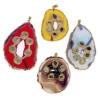 Agate Brass Pendants, with Agate, druzy style 
