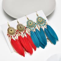Fashion Feather Earring , Zinc Alloy, with Feather, plated, fashion jewelry & for woman & enamel 