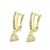 Brass Drop Earring, high quality gold color plated, micro pave cubic zirconia, 26mm 