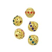 Cubic Zirconia Micro Pave Brass Beads, Heart, high quality gold color plated, micro pave cubic zirconia Approx 2mm 