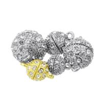 Brass Magnetic Clasp, plated & micro pave cubic zirconia 