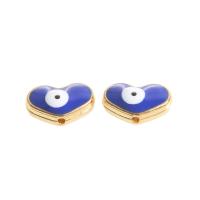 Zink Legierung Evil Eye Perlen, Zinklegierung, Herz, Emaille, blau, 14x8x5mm, 100PCs/Tasche, verkauft von Tasche
