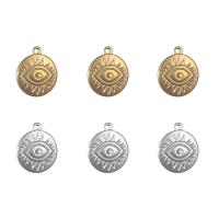 Stainless Steel Pendants, Round, plated, with eye pattern 