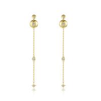 Brass Drop Earring, gold color plated, micro pave cubic zirconia & for woman 