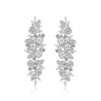 Brass Drop Earring, platinum color plated, micro pave cubic zirconia & for woman 