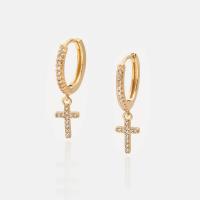 Cubic Zirconia Micro Pave Brass Earring, plated, micro pave cubic zirconia & for woman 28.5mm 