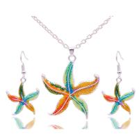 Enamel Zinc Alloy Jewelry Sets, earring & necklace, Unisex, mixed colors (necklace) (earrings) 