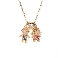 Cubic Zircon Micro Pave Brass Necklace, with stainless steel chain, gold color plated, Unisex & micro pave cubic zirconia cm 