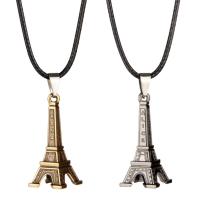 Zinc Alloy Necklace, with Wax Cord, Eiffel Tower, plated, fashion jewelry & Unisex 