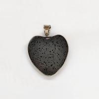Pendentifs de lave, lave volcanique, avec alliage de zinc, coeur, bijoux de mode, noire Vendu par PC