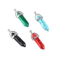 Synthetic Turquoise Pendants, with Zinc Alloy, silver color plated, Unisex 