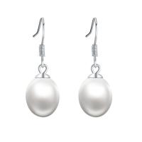 Sterling Silver Pearl Drop Earring, 925 Sterling Silver, with Freshwater Pearl, for woman, white, 7mm 