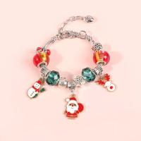 Zinc Alloy European Bracelets, with Crystal, plated, Christmas Design & for woman & enamel, multi-colored 