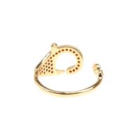 Brass Open Finger Ring, gold color plated, micro pave cubic zirconia & for woman 