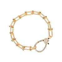 Cubic Zirconia Micro Pave Brass Bracelet, with Zinc Alloy, gold color plated, Unisex & micro pave cubic zirconia Approx 6.69 Inch 