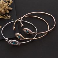 Zinc Alloy Cuff Bangle, with turquoise, plated, fashion jewelry & for woman & with rhinestone 63mm 