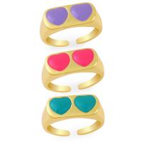 Brass Finger Ring, gold color plated, fashion jewelry & enamel 8mm 