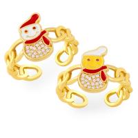 Cubic Zirconia Micro Pave Brass Finger Ring, gold color plated, Christmas Design & fashion jewelry & micro pave cubic zirconia & enamel 15mm 