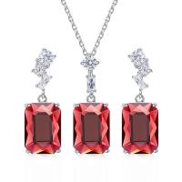 CRYSTALLIZED™ Crystal Jewelry Sets, 925 Sterling Silver, earring & necklace, with CRYSTALLIZED™, sterling silver post pin, with 1.97Inch extender chain, Rectangle, platinum plated, faceted 27mmx10mm,28mmx10mm Approx 15.75 Inch 