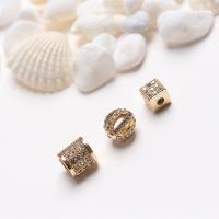 Cubic Zirconia Micro Pave Brass Beads, gold color plated, DIY & micro pave cubic zirconia, golden 