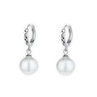 Sterling Silver Pearl Drop Earring, 925 Sterling Silver, with Shell Pearl, plated & for woman 13.7mm 