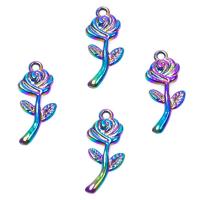 pendentifs de fleur en alliage zinc, alliage de zinc, Rose, Placage, couleurs mélangées Vendu par PC