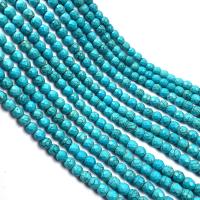 Perles en Turquoise synthétiques, Rond, DIY & normes différentes pour le choix & facettes, bleu, Vendu par brin