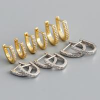 Männer Sterling Silber Hoop Ohrringe, 925er Sterling Silber, plattiert, Modeschmuck & verschiedene Größen vorhanden & für Frau & mit Strass, keine, verkauft von Paar