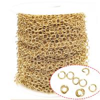Stainless Steel Rolo Chain, 304 Stainless Steel, gold color plated, round link chain 