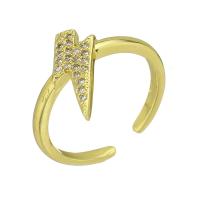 Cubic Zirconia Micro Pave Brass Finger Ring, gold color plated, Adjustable & micro pave cubic zirconia, US Ring 