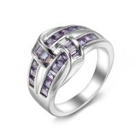 Cubic Zirconia Micro Pave Brass Finger Ring, plated & micro pave cubic zirconia & for woman, purple 