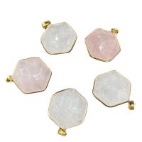 Natural Quartz Pendants, with Brass, Hexagram, gold color plated, Unisex & faceted 28-30mmx22-24mm 
