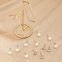 Zinc Alloy Earring Set, with Plastic Pearl, plated, 7 pieces & for woman & with rhinestone 