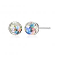 Austrian Crystal Earring, 925 Sterling Silver, with Austrian Crystal, platinum plated, for woman, 5.5mm 