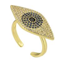Cubic Zirconia Micro Pave Brass Finger Ring, Adjustable & fashion jewelry & for woman & with rhinestone, golden 