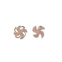 Cubic Zirconia Micro Pave Sterling Silver Earring, 925 Sterling Silver, Pinwheel, fashion jewelry & for woman & with cubic zirconia 