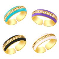 Cubic Zirconia Micro Pave Brass Finger Ring, fashion jewelry & enamel & with rhinestone 6mm 
