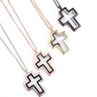 Floating Charm Necklace, Zinc Alloy, with Magnet & Glass, Cross, plated, Unisex Approx 24 Inch 