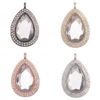 Zinc Alloy Floating Charm Pendant, with Magnet & Glass & Rhinestone, Teardrop, plated, Unisex & faceted 