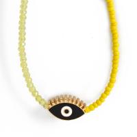 Evil Eye Jewelry Necklace, Glass Beads, with 1.97 extender chain, gold color plated, fashion jewelry & enamel .54 Inch 