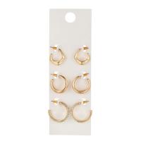 Zinc Alloy Stud Earring, gold color plated, 6 pieces & for woman & with rhinestone, 18mm, 26mm 
