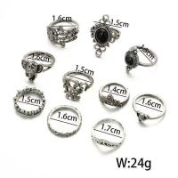 Zinc Alloy Ring Set, with Gemstone, plated, nine pieces & for woman, 1.4cm,1.5cm,1.6cm,1.7cm 