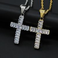 Cubic Zirconia Stainless Steel Pendant, 316L Stainless Steel, Cross, plated, Unisex & micro pave cubic zirconia 