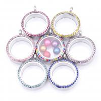 Zinc Alloy Floating Charm Pendant, with Glass & Rhinestone, Round, plated, for 8mm beads & Unisex 30mm 