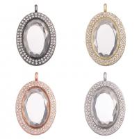 Zinc Alloy Floating Charm Pendant, with Magnet & Glass & Rhinestone, Oval, plated, Unisex & faceted 