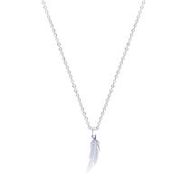Stainless Steel Jewelry Necklace, Feather, silver color plated, Unisex Approx 17.72 Inch 