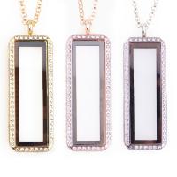 Floating Charm Necklace, Zinc Alloy, with Magnet & Glass & Rhinestone, Rectangle, plated Approx 24 Inch 